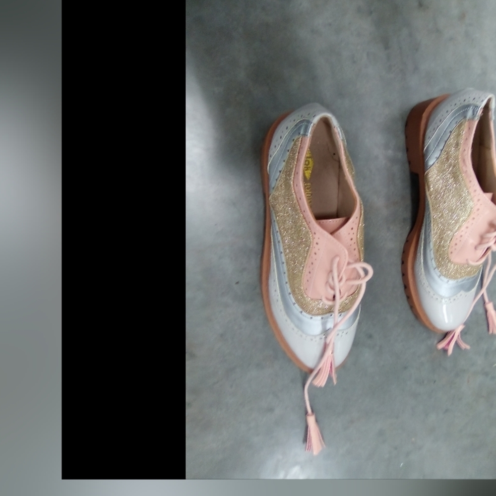 Jolie Stylish Glitter Oxford Shoes - Pink and Gold - Picture 4 of 4